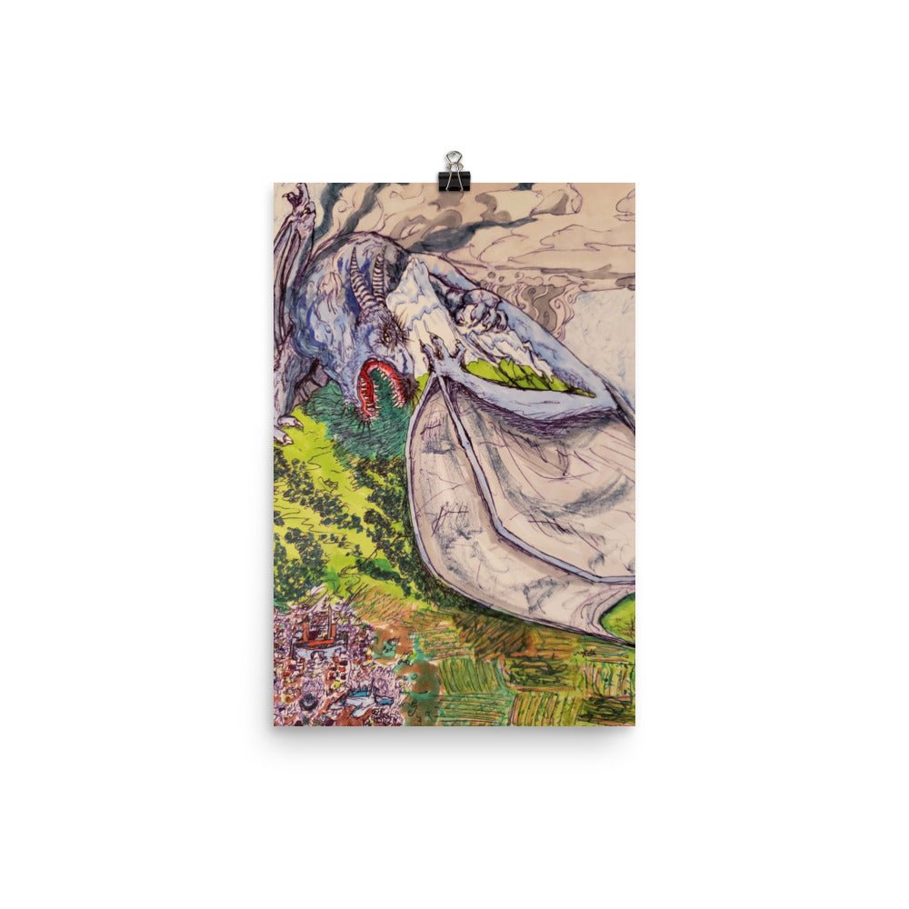Blue Rain Dragon Poster - Death World LLC - 12″×18″