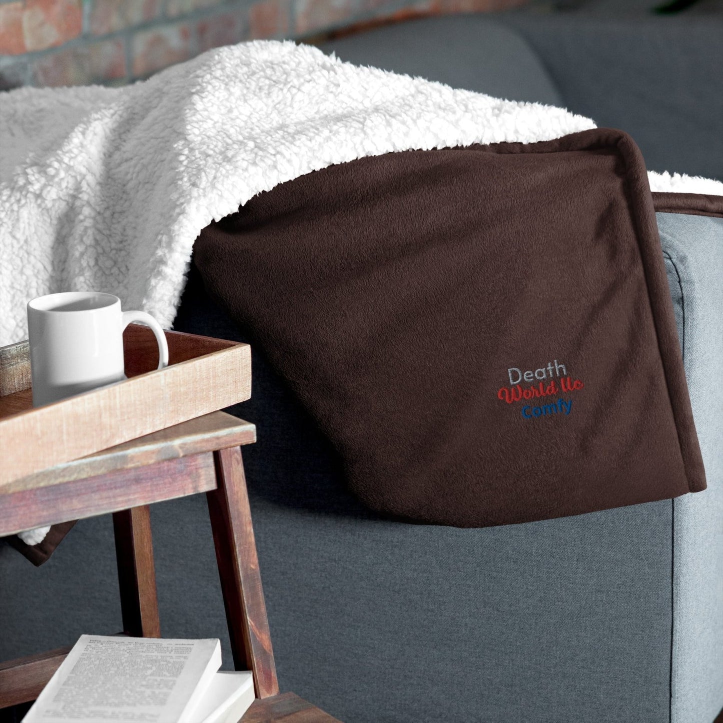 Comfy Death World LLC Premium Sherpa Blanket - Death World LLC - Fireside Brown