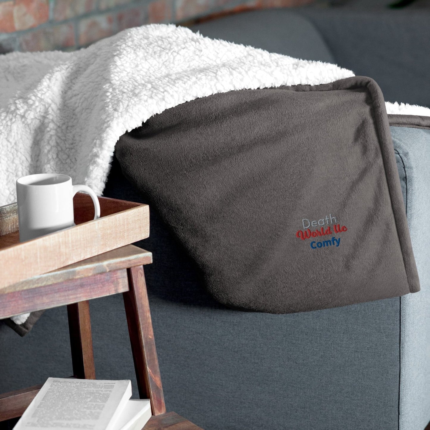 Comfy Death World LLC Premium Sherpa Blanket - Death World LLC - Heather Grey