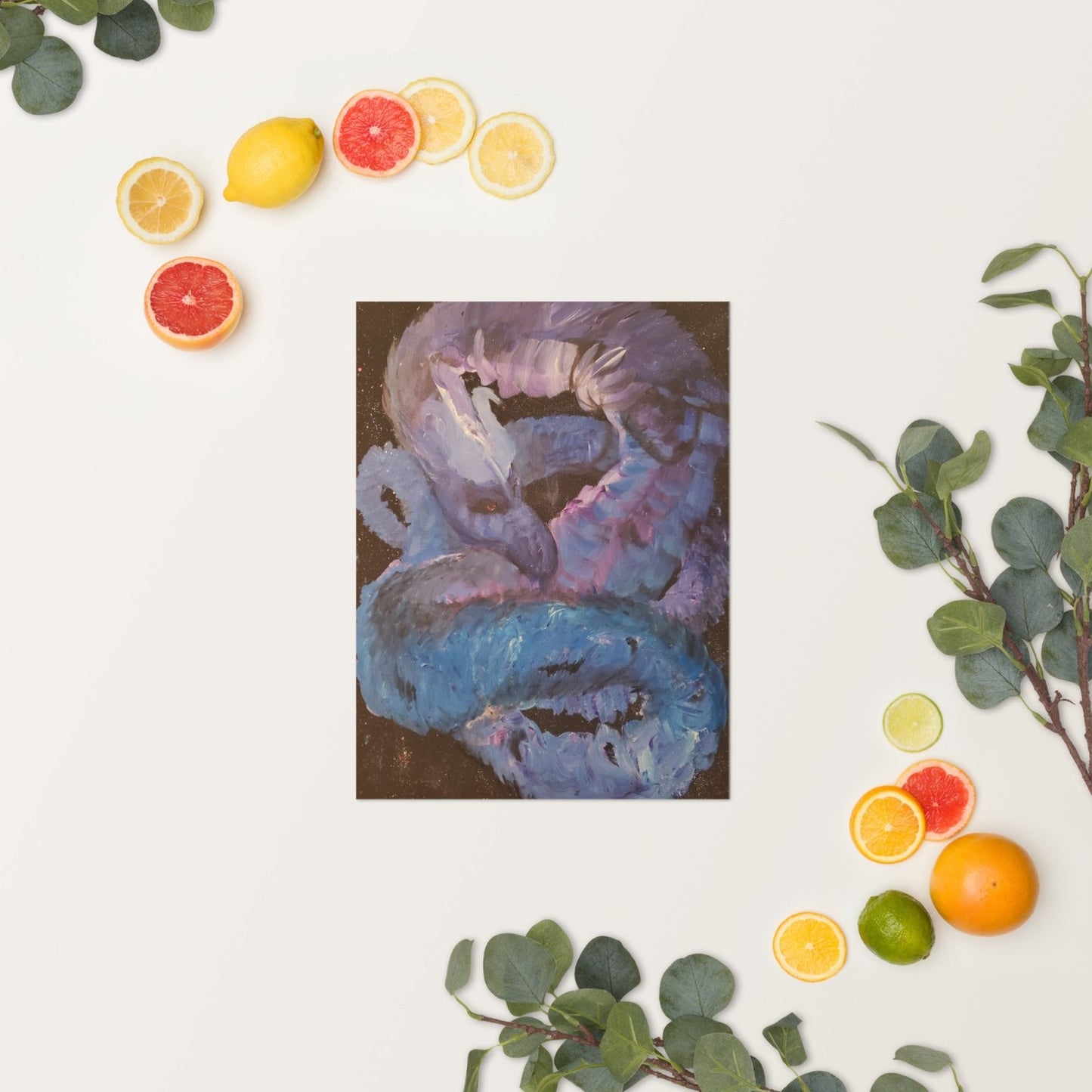 Curling Cosmic Dragon Poster - Death World LLC - 12″×16″