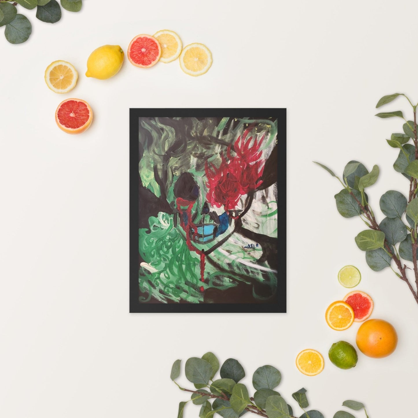 Decay Exists As An Extant Form of Life Skull Framed poster - Death World LLC - Black