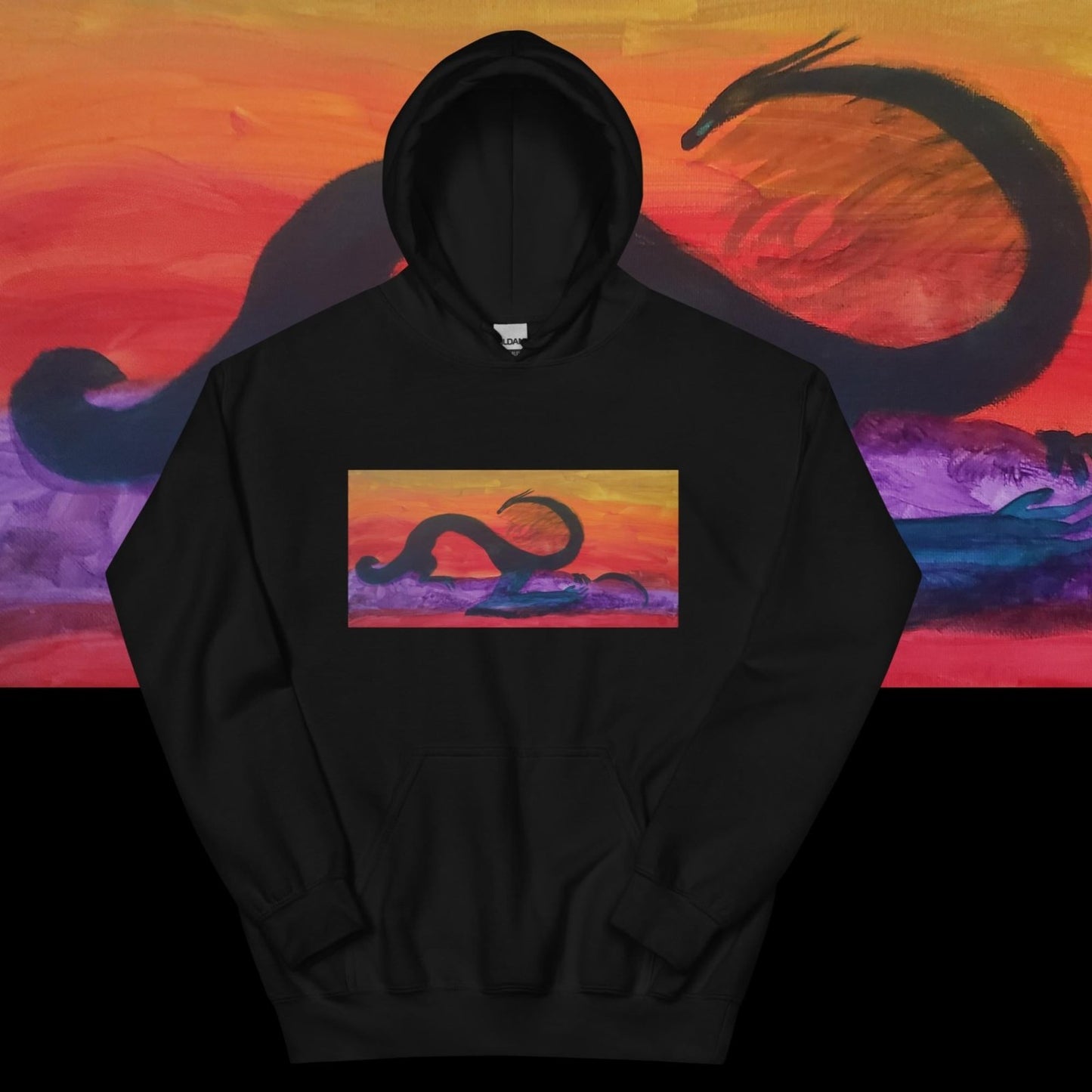 Lakeside Sunset Dragon Unisex Hoodie - Death World LLC - Black