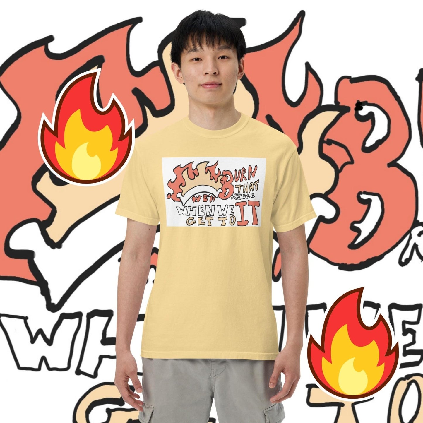 Men’s garment-dyed heavyweight t-shirt - Death World LLC - Butter