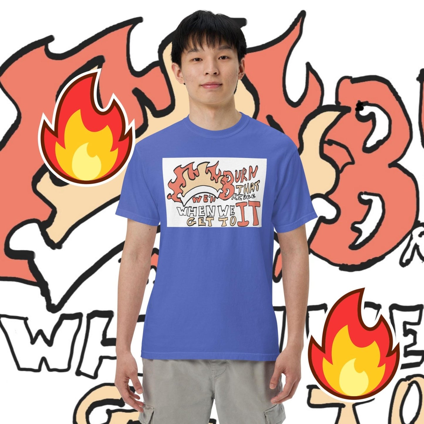 Men’s garment-dyed heavyweight t-shirt - Death World LLC - Flo Blue
