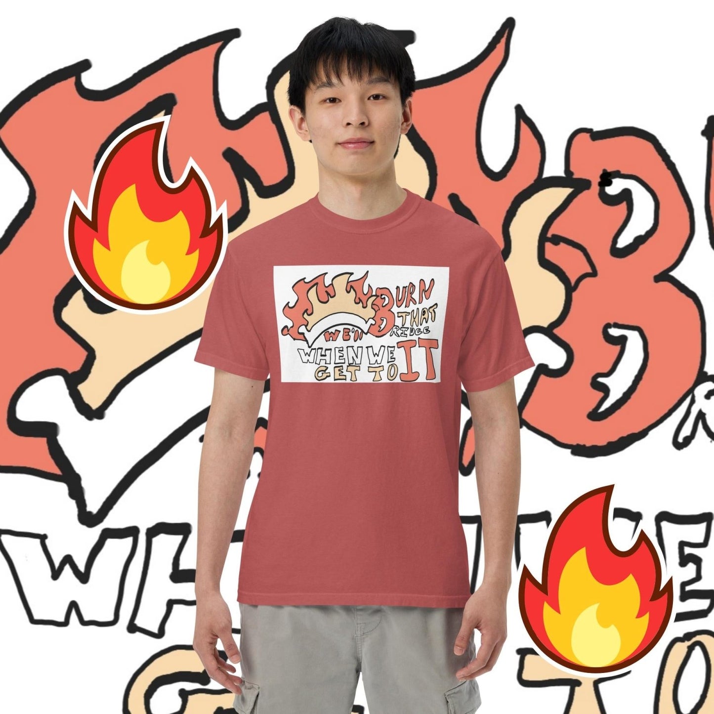 Men’s garment-dyed heavyweight t-shirt - Death World LLC - Crimson