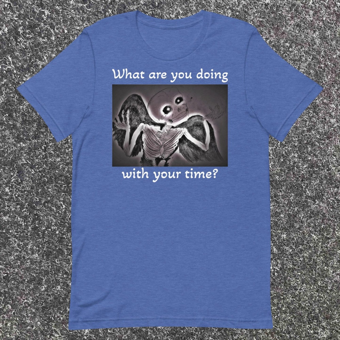 Motivational alt t-shirt Angel of Death questioning your life choices tee for men women enby - Death World LLC - Heather True Royal