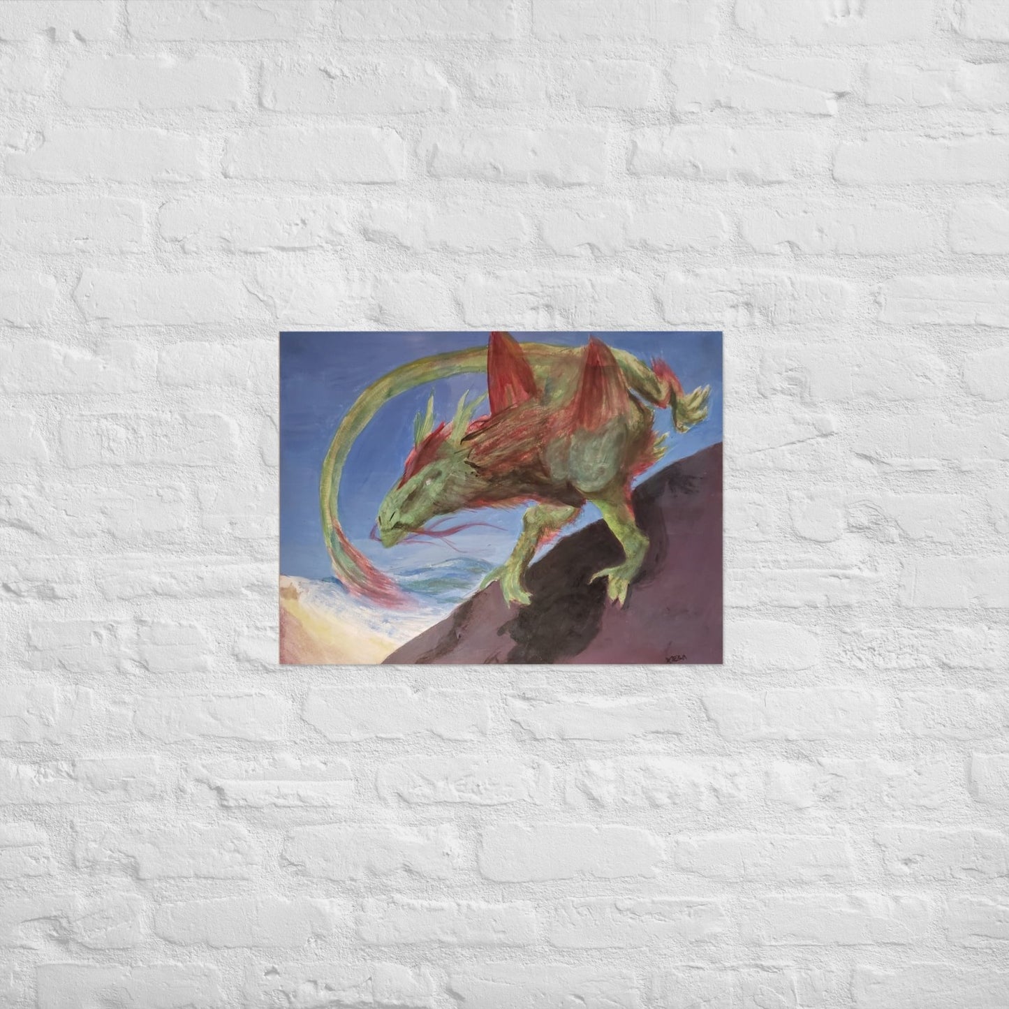 Dragon at the Beach Poster - Death World LLC - 18″×24″