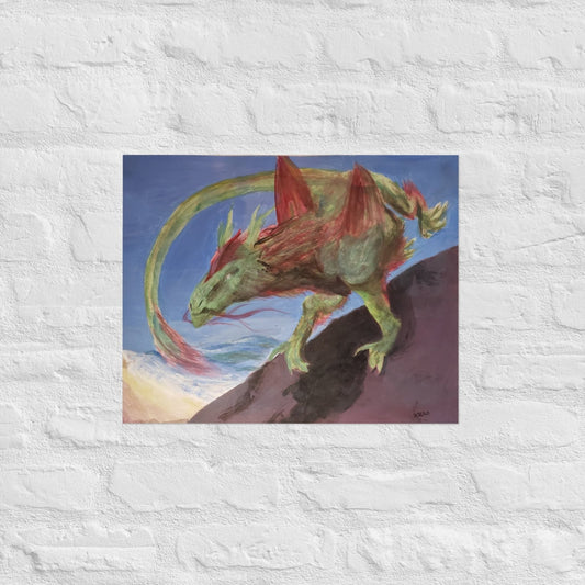 Dragon at the Beach Poster - Death World LLC - 16″×20″