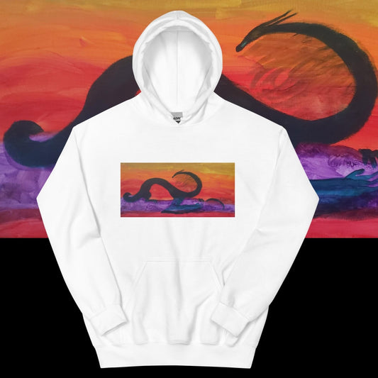 Lakeside Sunset Dragon Unisex Hoodie - Death World LLC - White