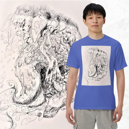 Toothy Maw Men’s garment-dyed heavyweight t-shirt - Death World LLC - Flo Blue