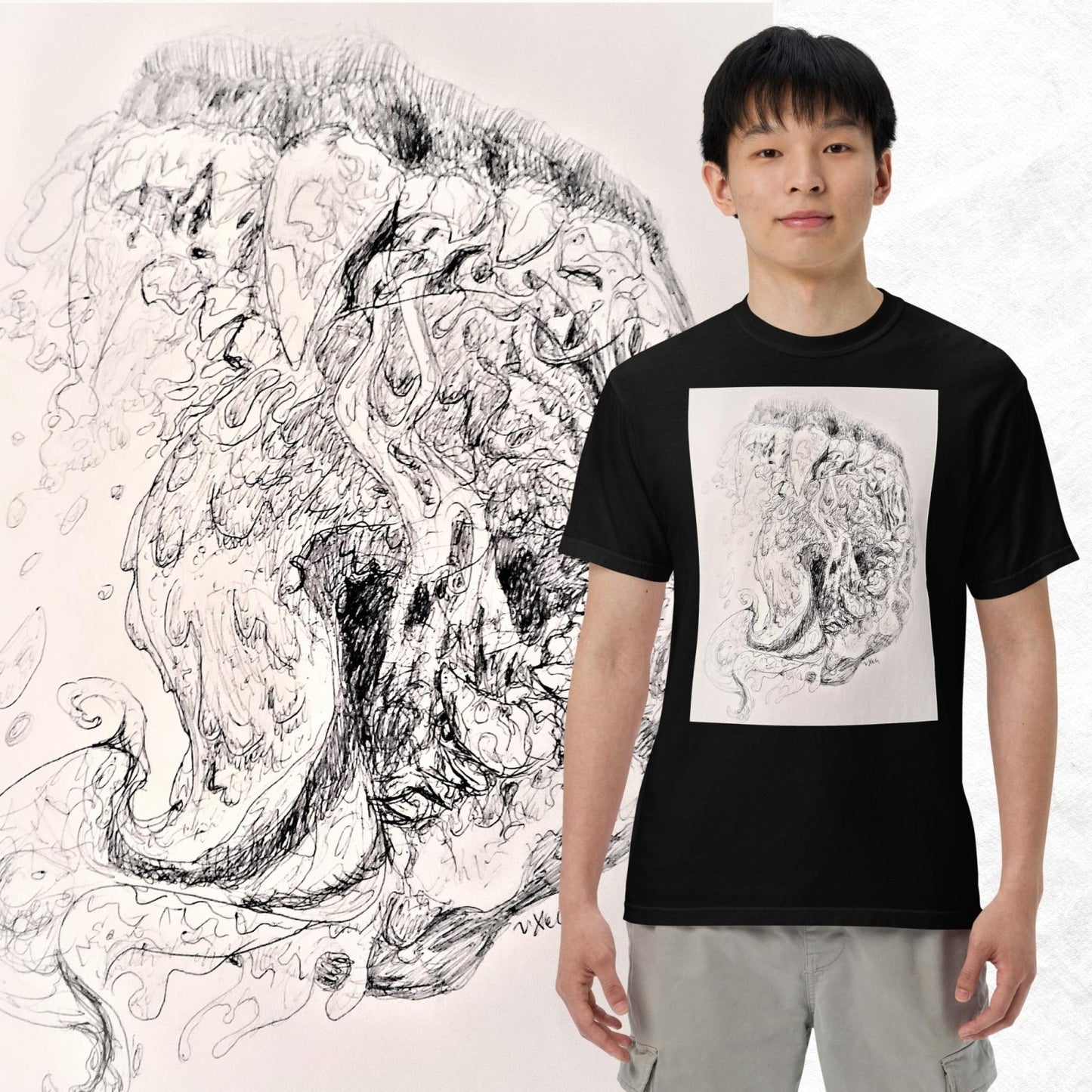 Toothy Maw Men’s garment-dyed heavyweight t-shirt - Death World LLC - Black